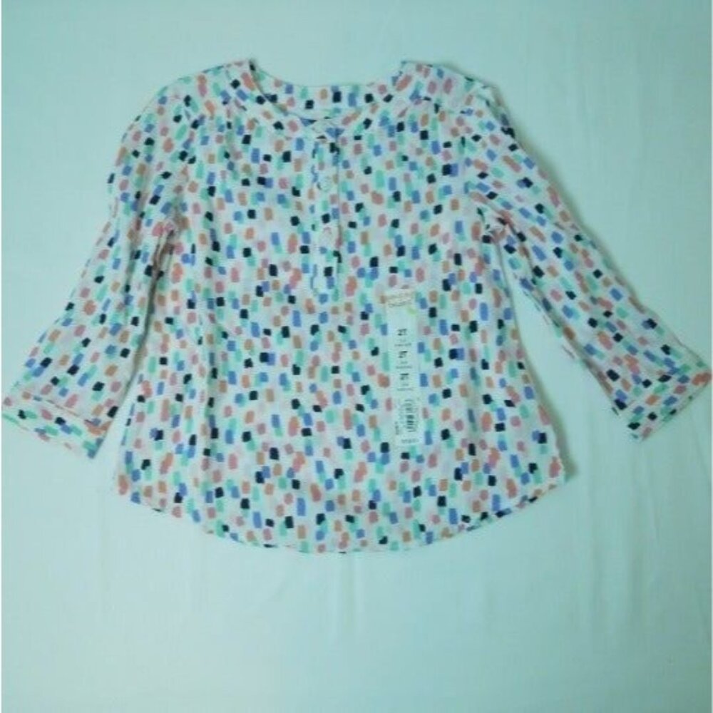 Jumping Beans Toddler Girl 2T Multi Colorful 3 Buttons Long 3/4 Sleeved Blouse